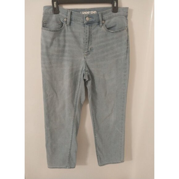 Lands End Light Wash Cropped Demin Jeans Women's Sz 10P - Picture 2 of 14